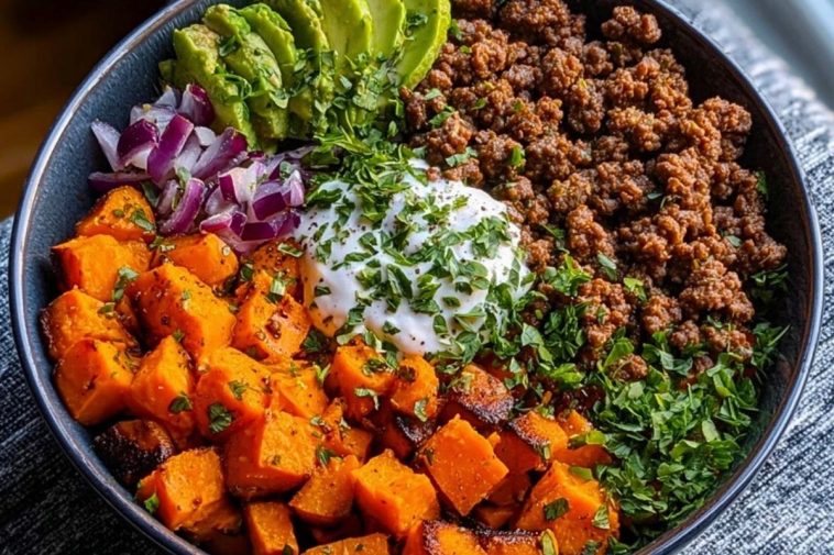 Ground Beef Sweet Potato Power Bowl