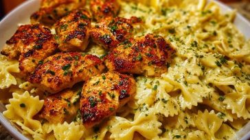 Lemon Garlic Chicken with Creamy Bowtie Pasta