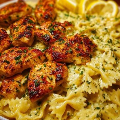 Lemon Garlic Chicken with Creamy Bowtie Pasta