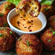 Reuben Balls with Spicy Thousand Island Dipping Sauce