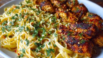 Savory Cajun Chicken and Creamy Garlic Parmesan Linguine