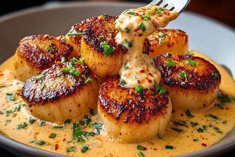 Seared Scallops with Spicy Cajun Cream Sauce