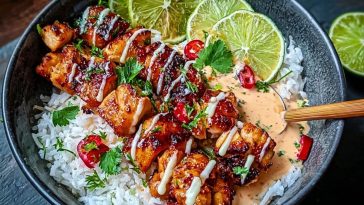 Sweet Chili Chicken Bowl with Coconut Lime Drizzle