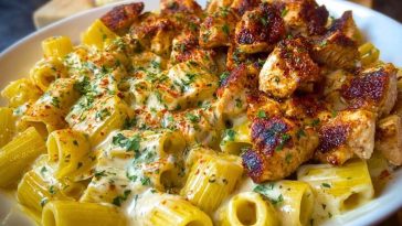 Cajun Garlic Butter Chicken Rigatoni in Cheesy Alfredo Sauce