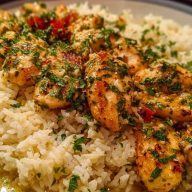 Chicken Scampi with Garlic Parmesan Rice