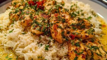 Chicken Scampi with Garlic Parmesan Rice