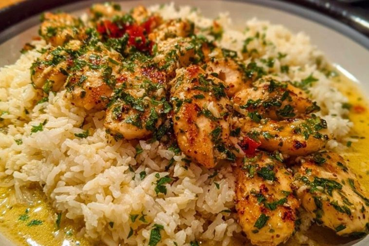 Chicken Scampi with Garlic Parmesan Rice